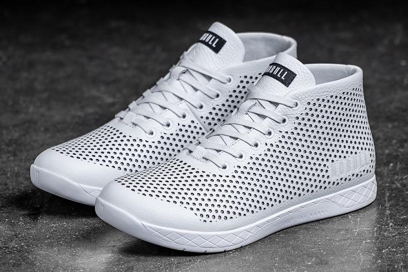 White Nobull Leather Mid Men's Trainers | CA G1361S